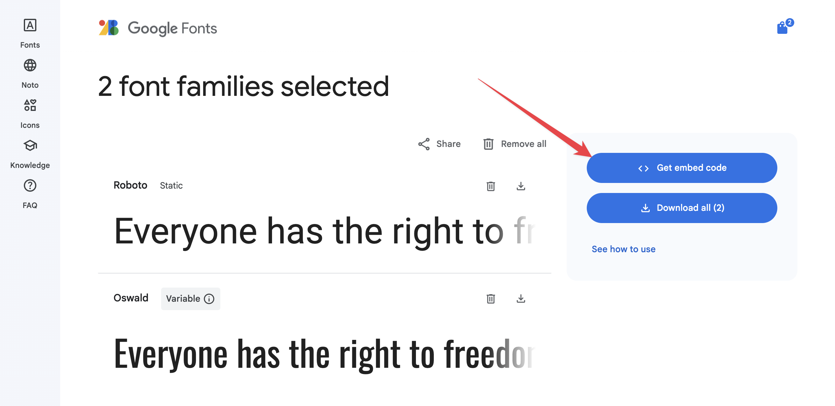 Google Fonts selection