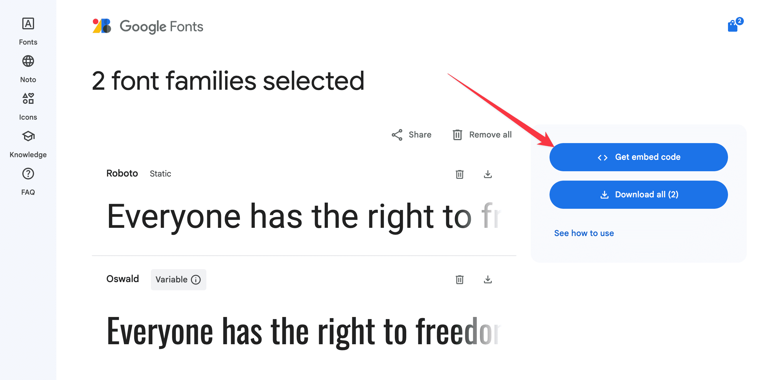 Google Fonts selection