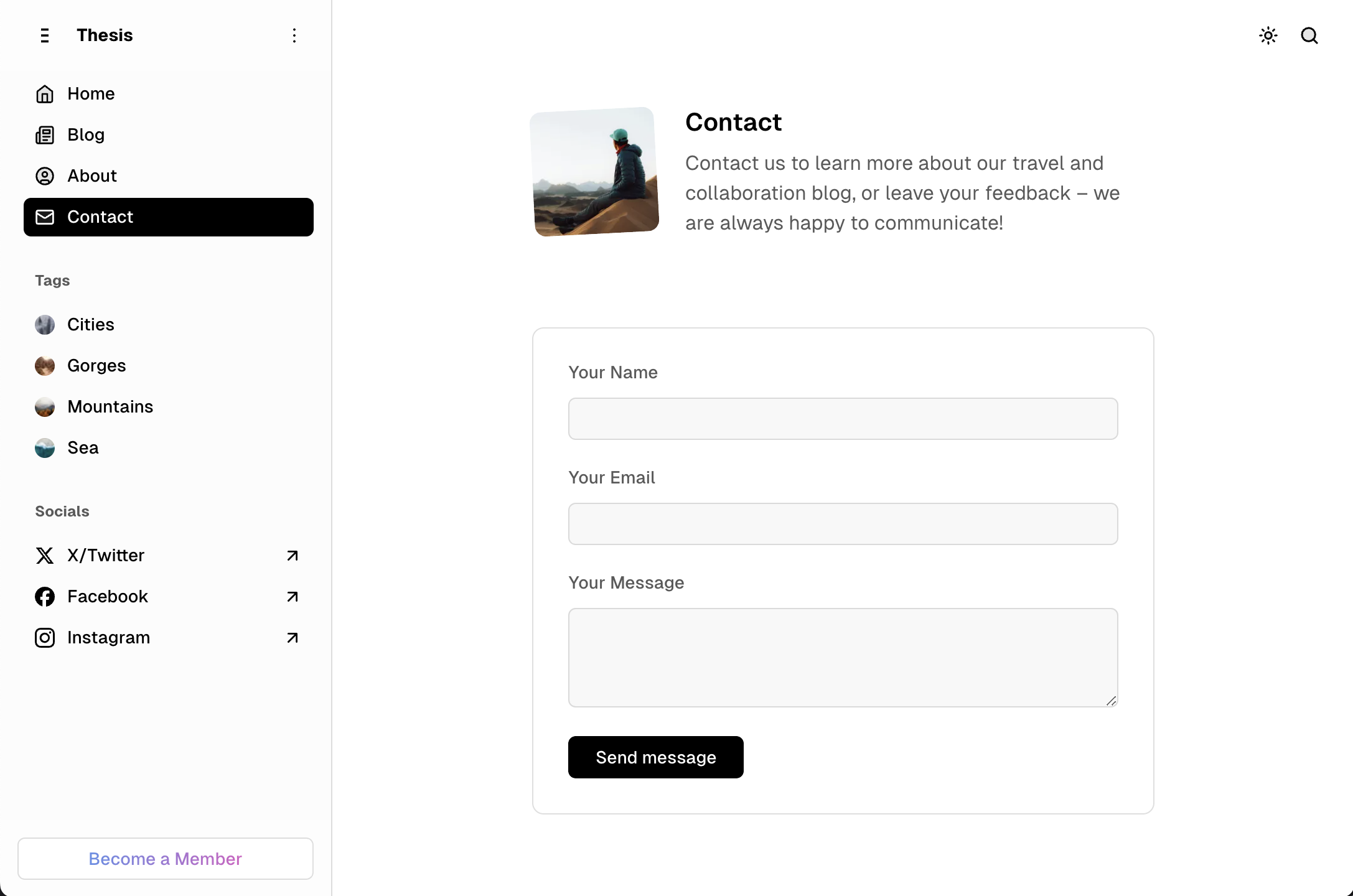 Thesis theme Contact page