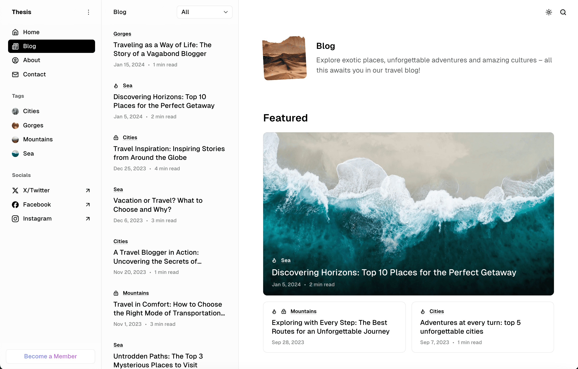 Thesis theme Blog template