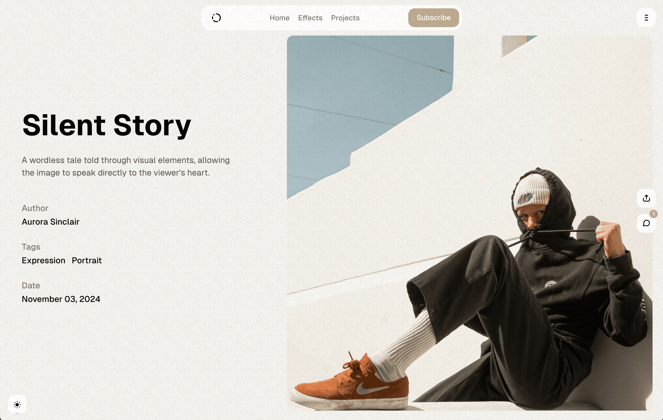 Moment theme split template