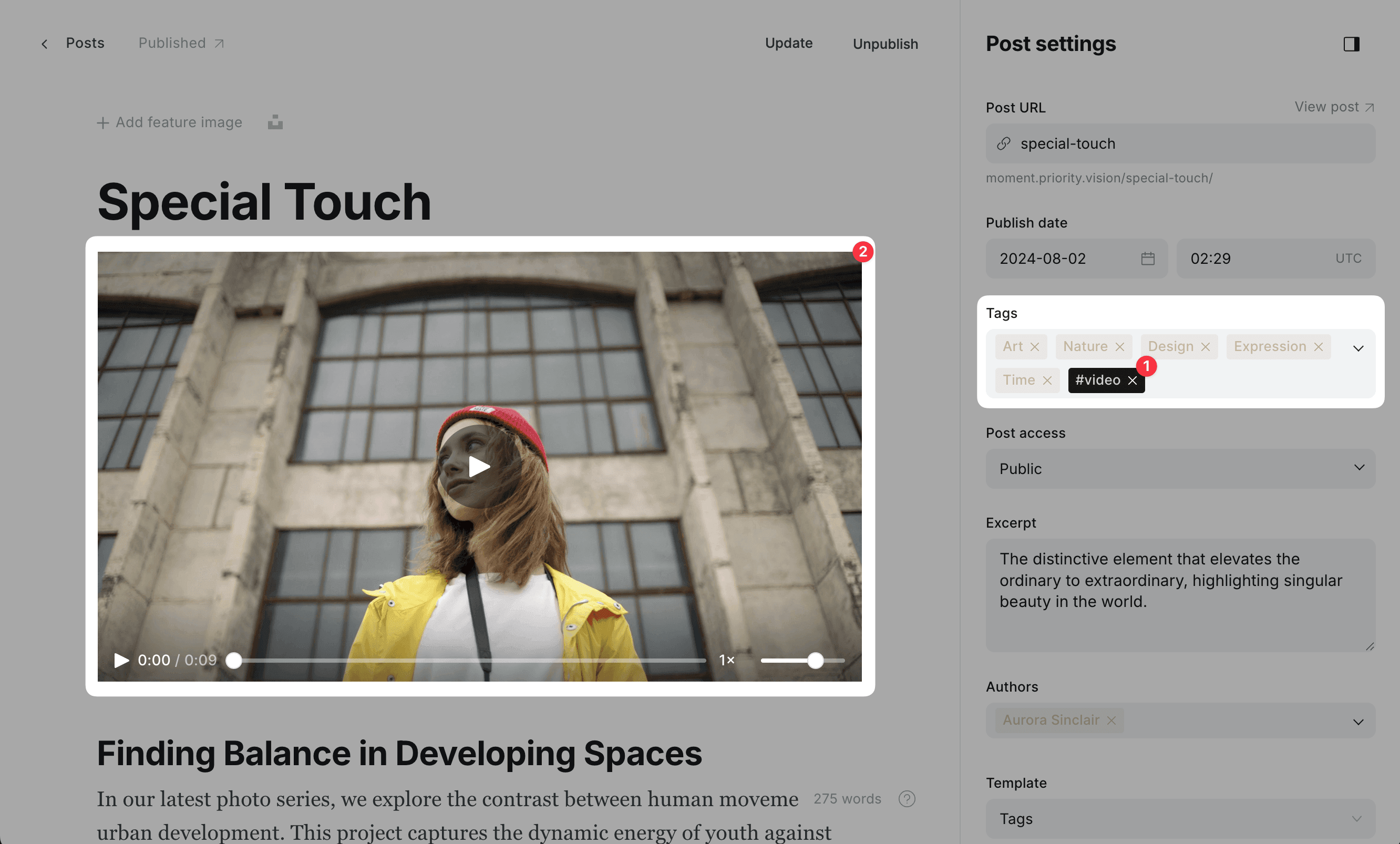 Add post featured video to the Ghost post