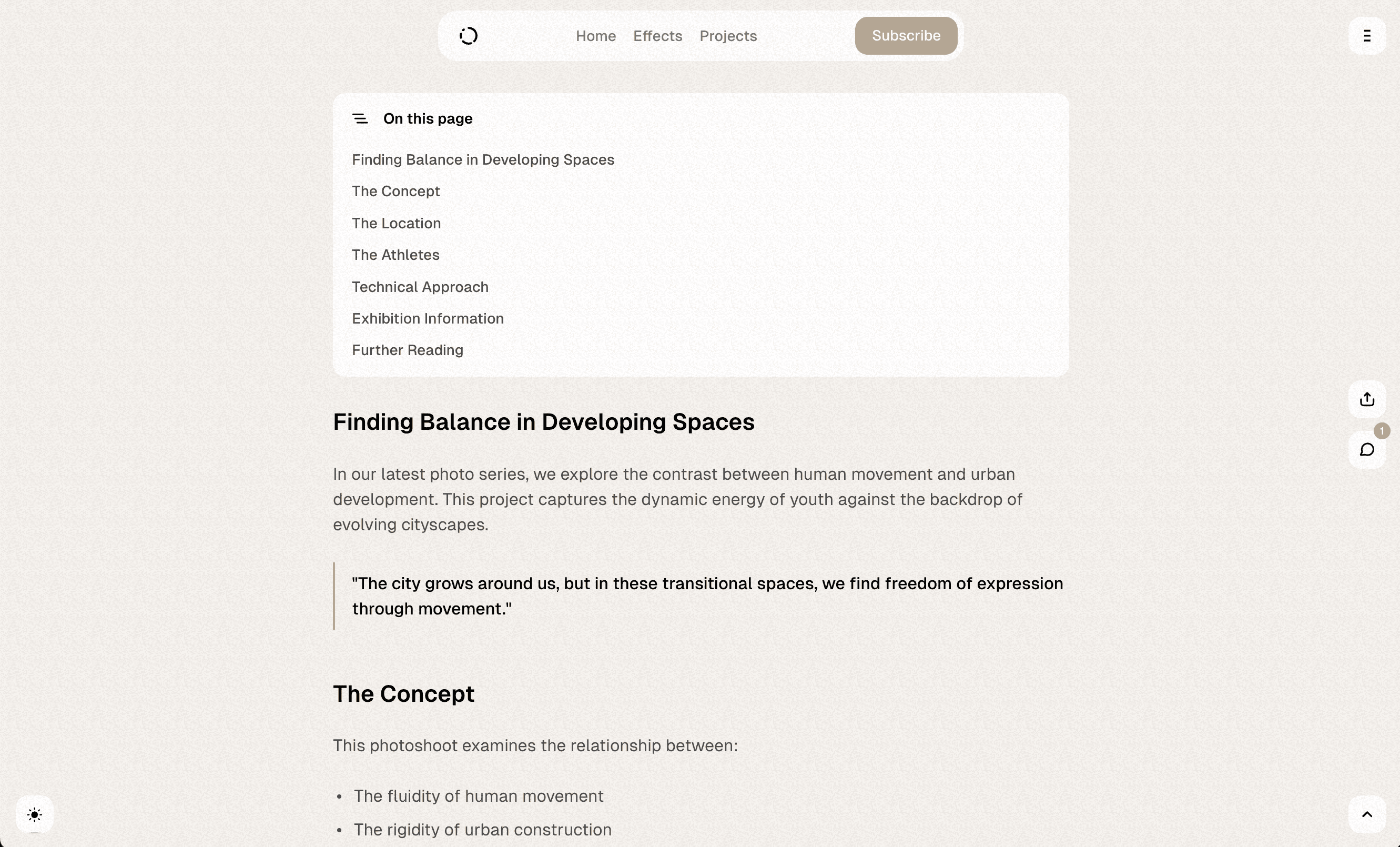 Moment theme table of contents