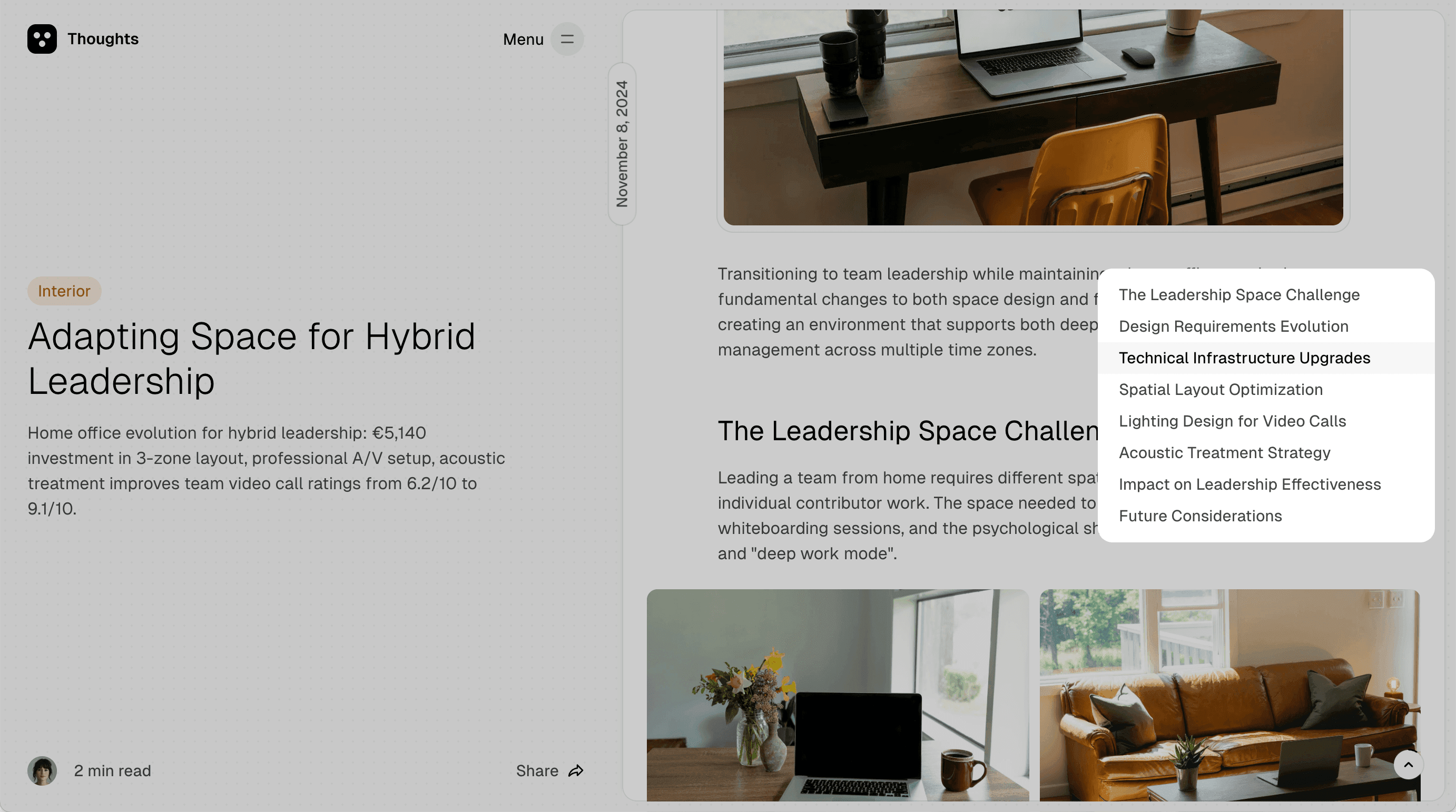 Thoughts theme table of contents