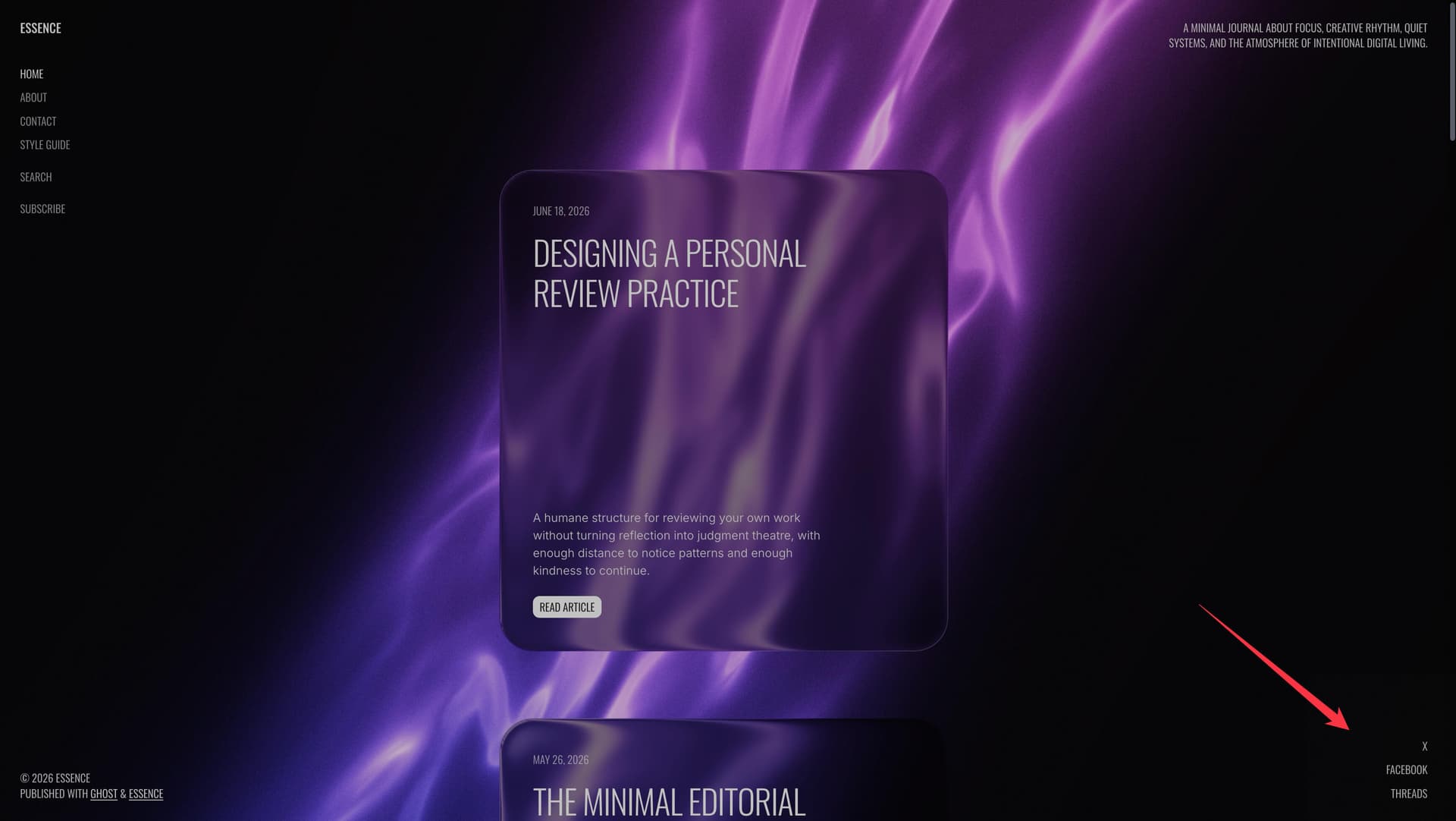 Essence theme social links