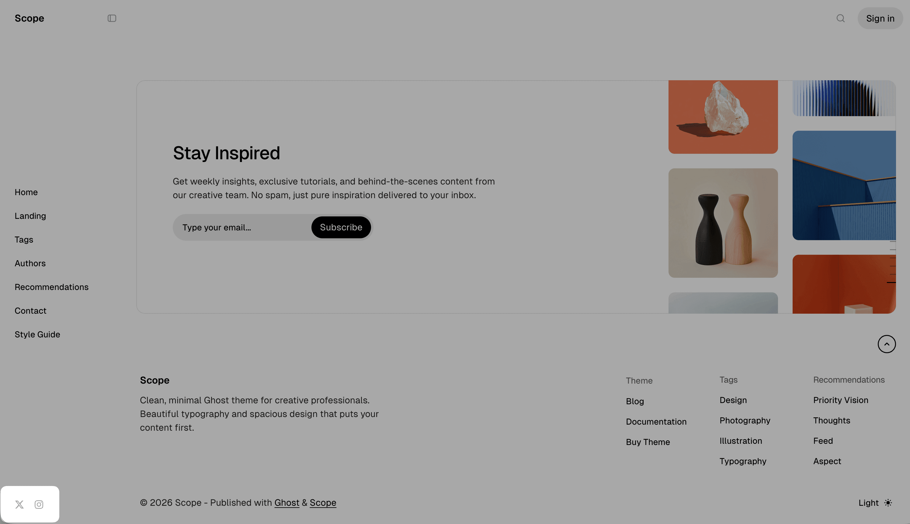 Scope theme social links