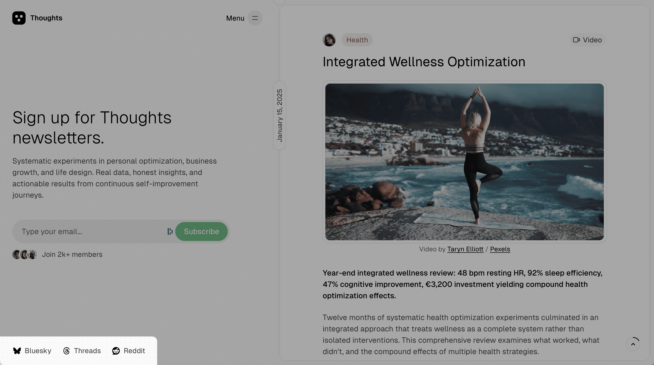 Thoughts theme social links