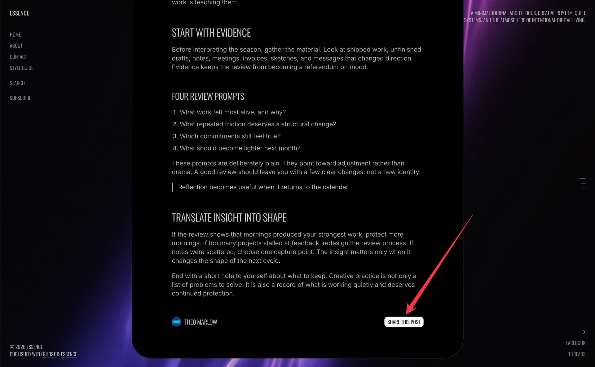 Essence theme social sharing
