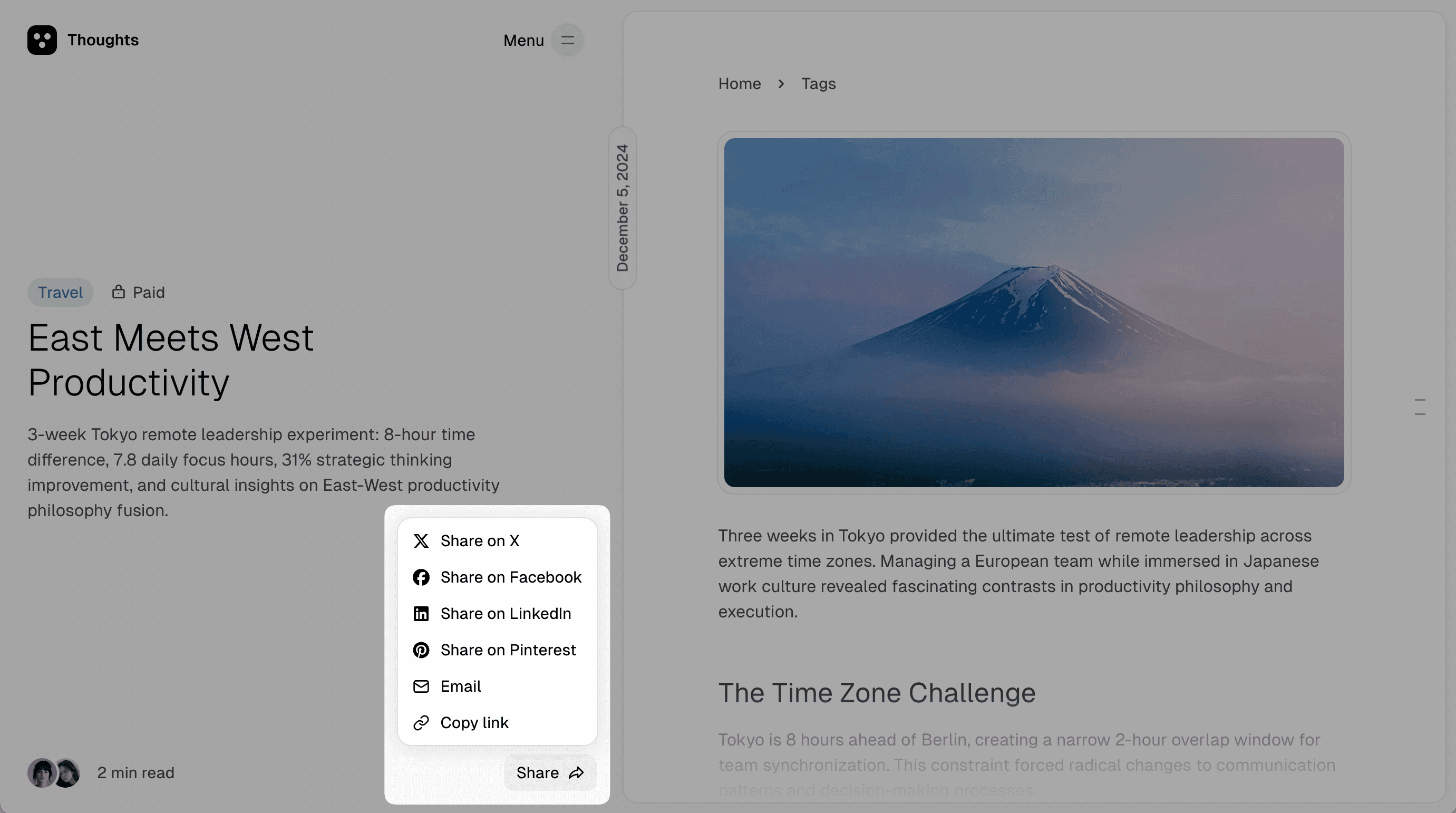 Thoughts theme social links