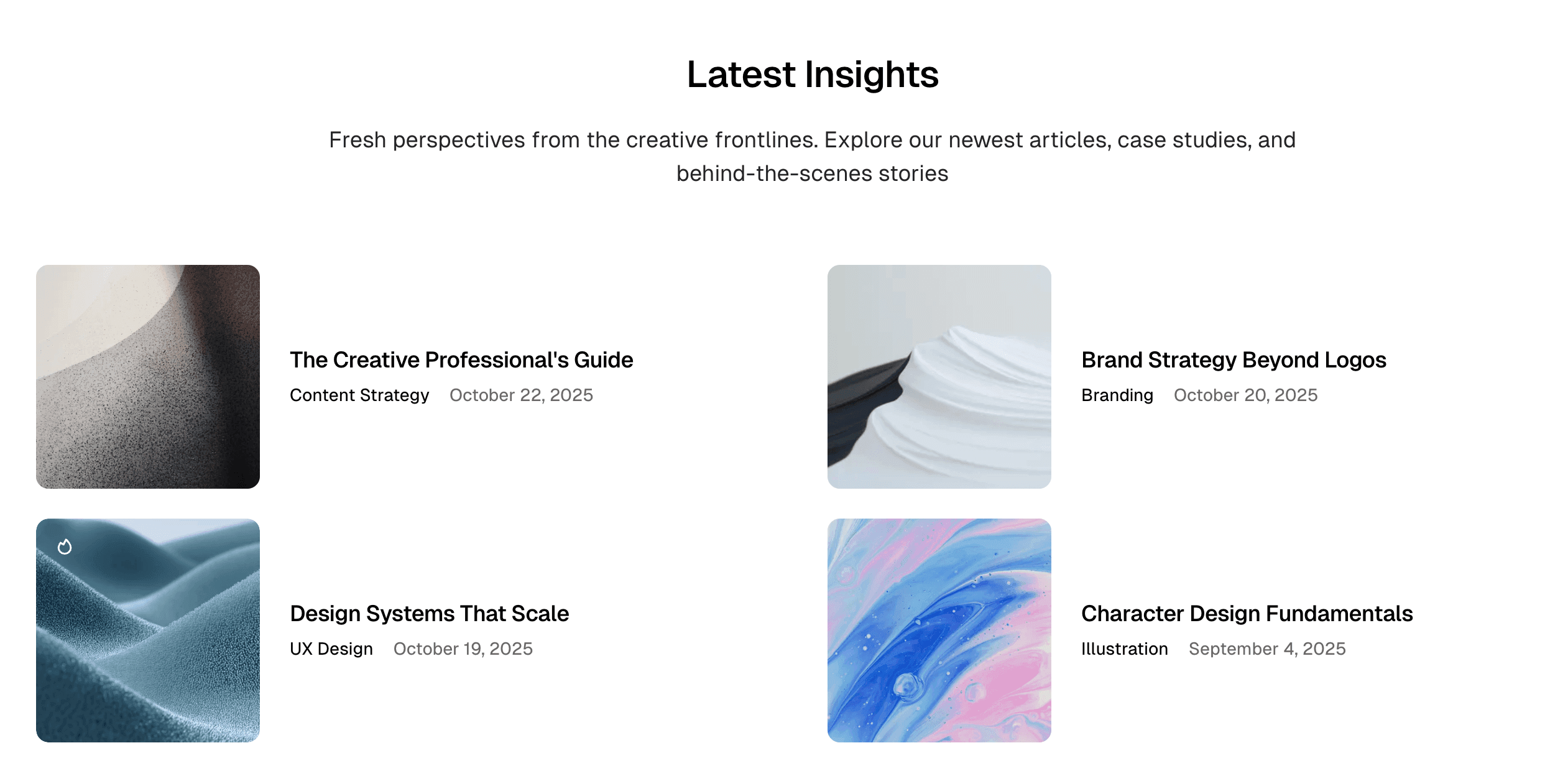 Latest posts section example