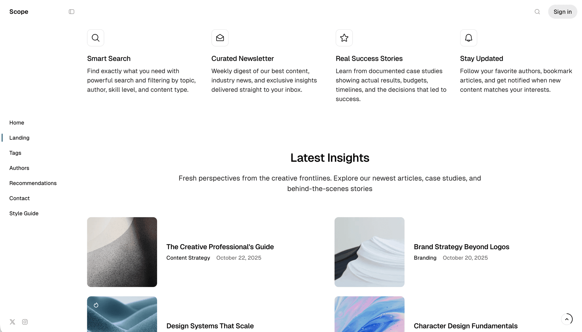 Scope landing page preview