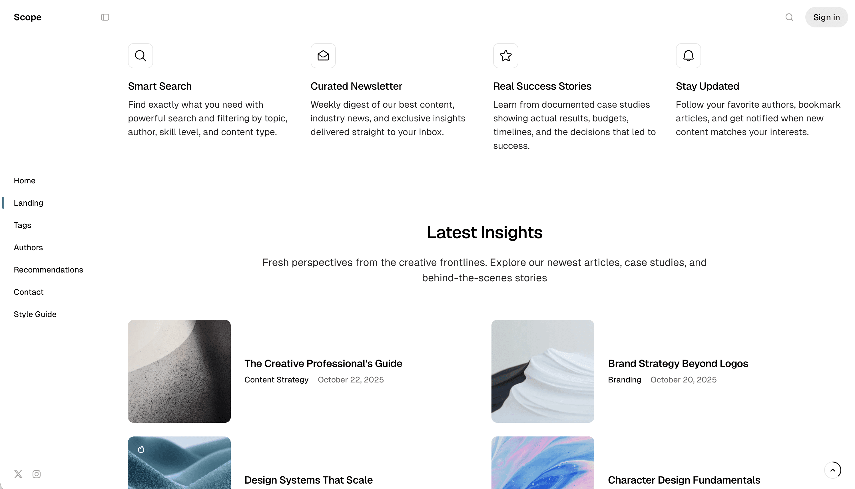 Scope landing page preview