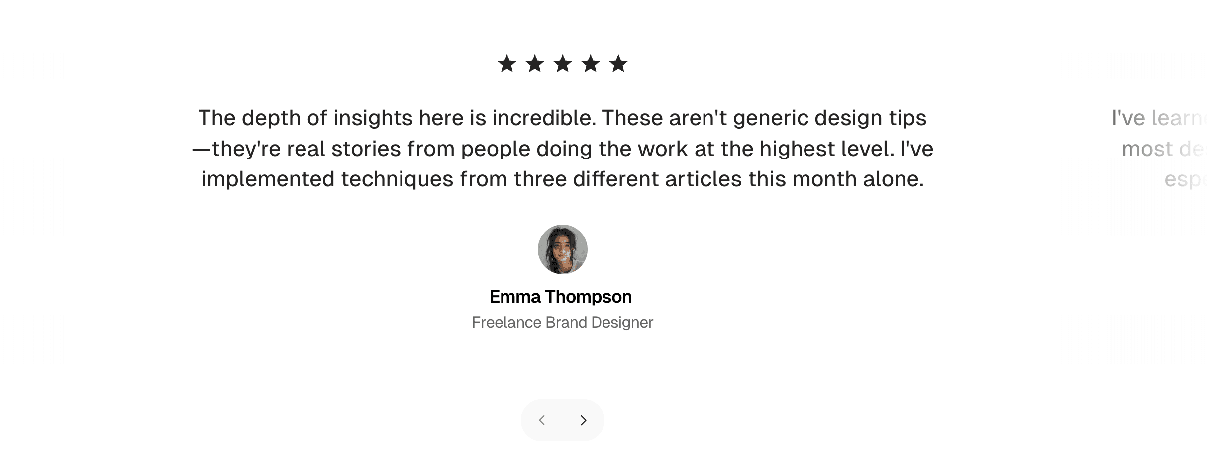 Testimonials horizontal scrolling style