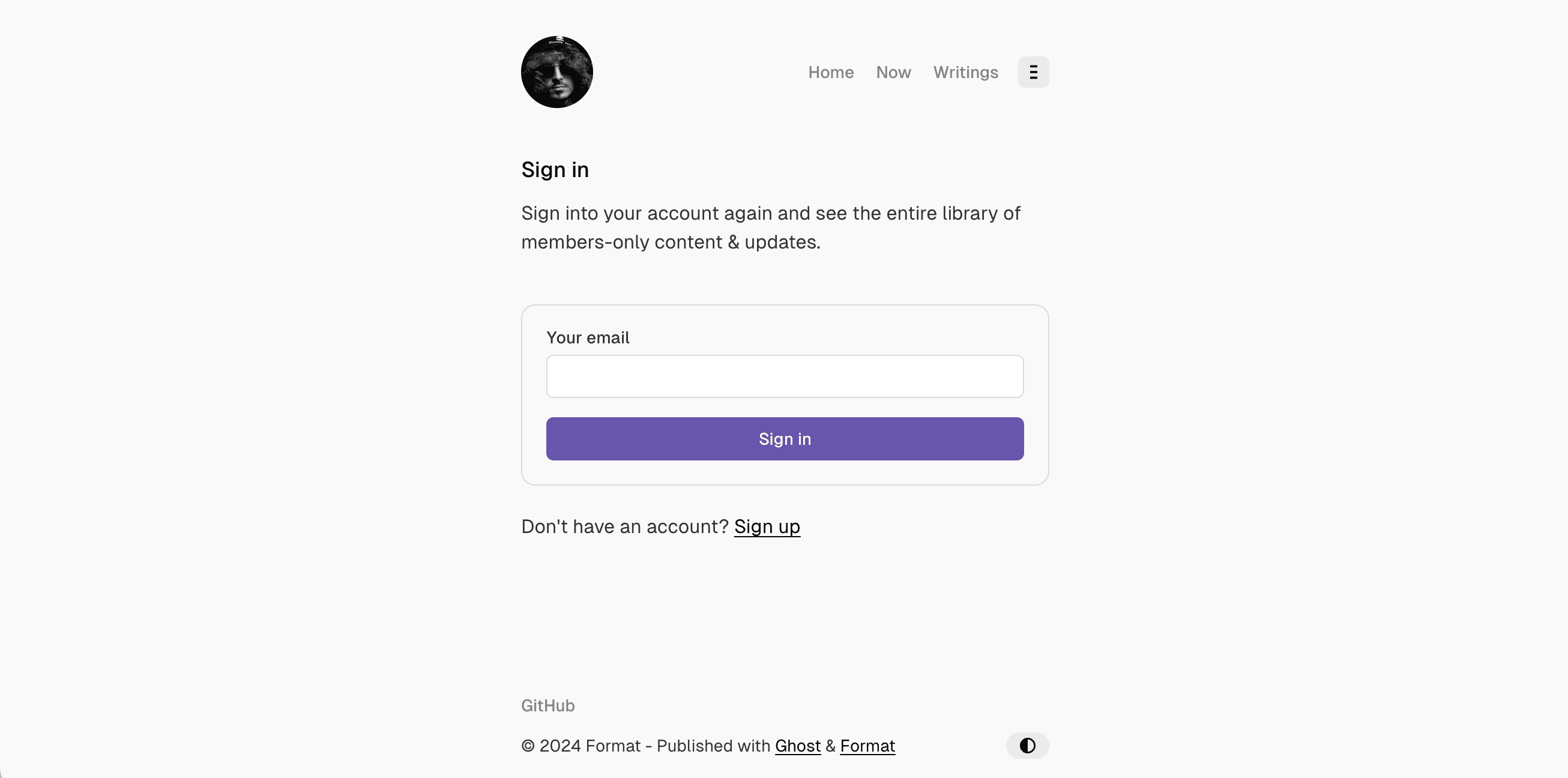 Format theme Sign In page