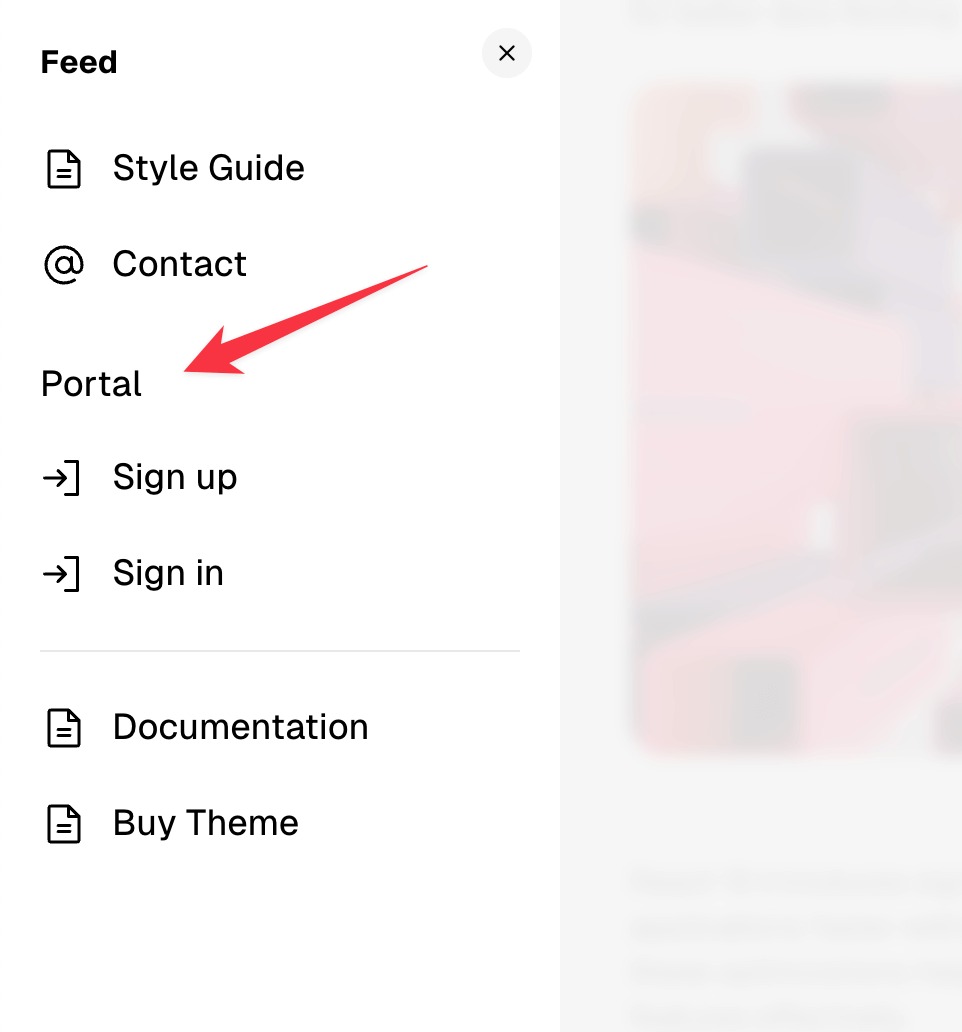 Feed theme navigation section