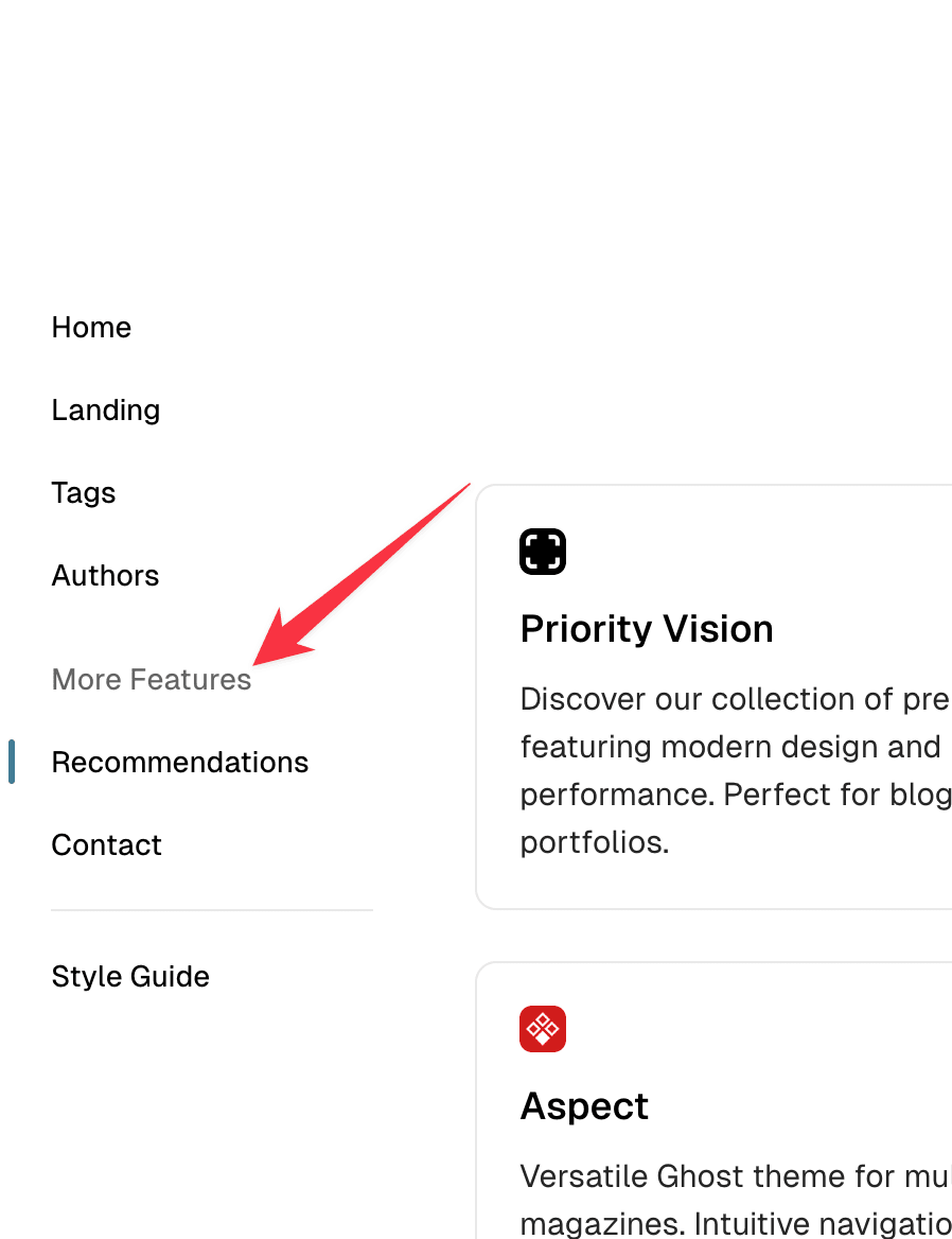 Scope theme navigation section