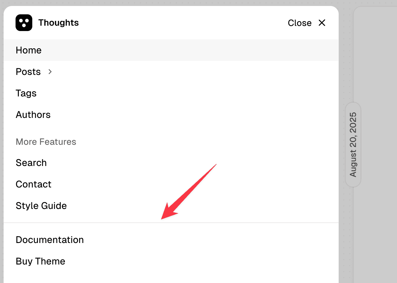 Thoughts theme navigation separator