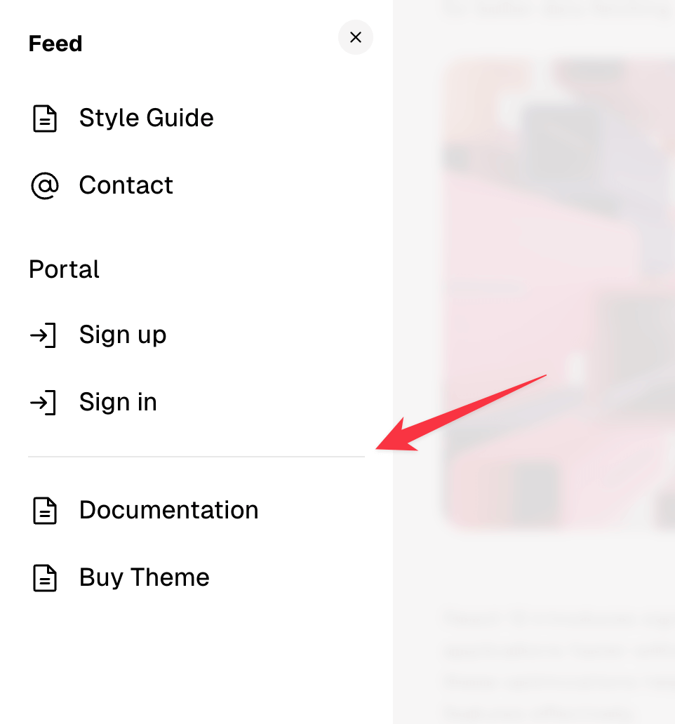 Feed theme navigation separator