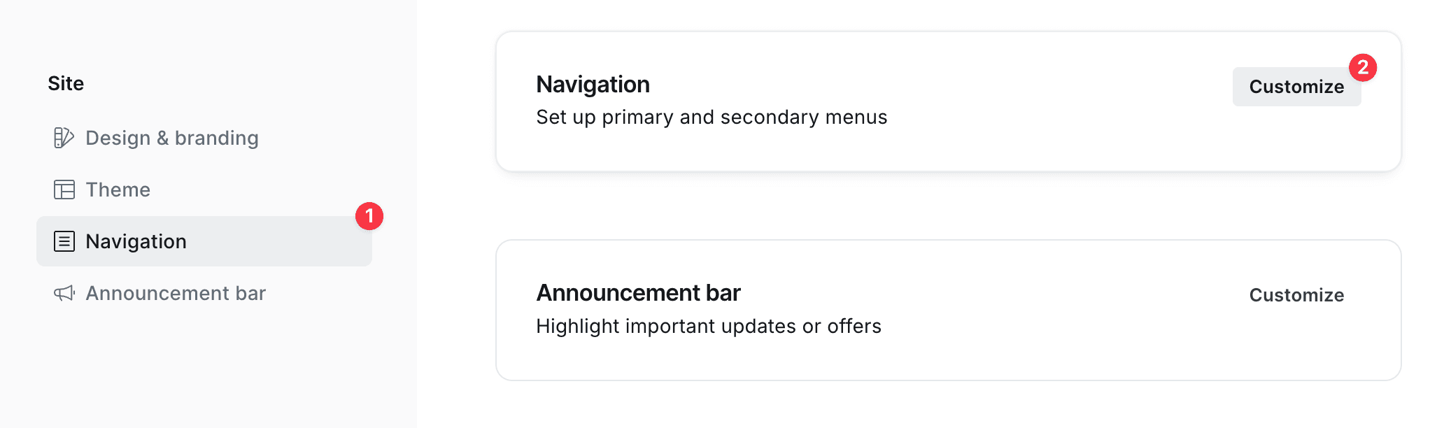 Ghost navigation settings