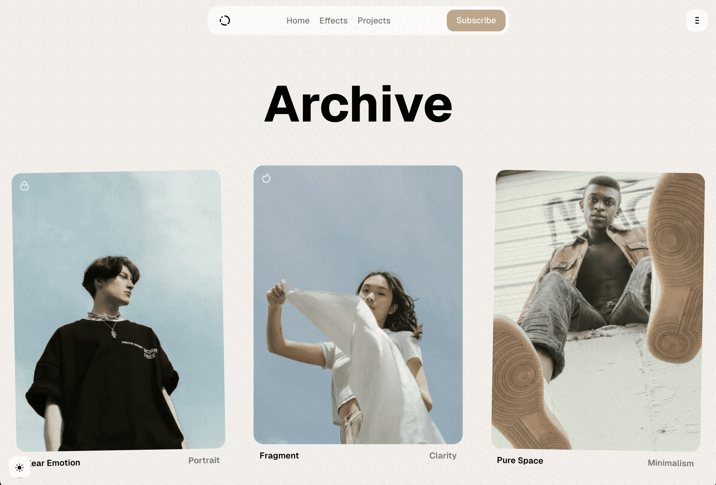 Moment theme Archive page