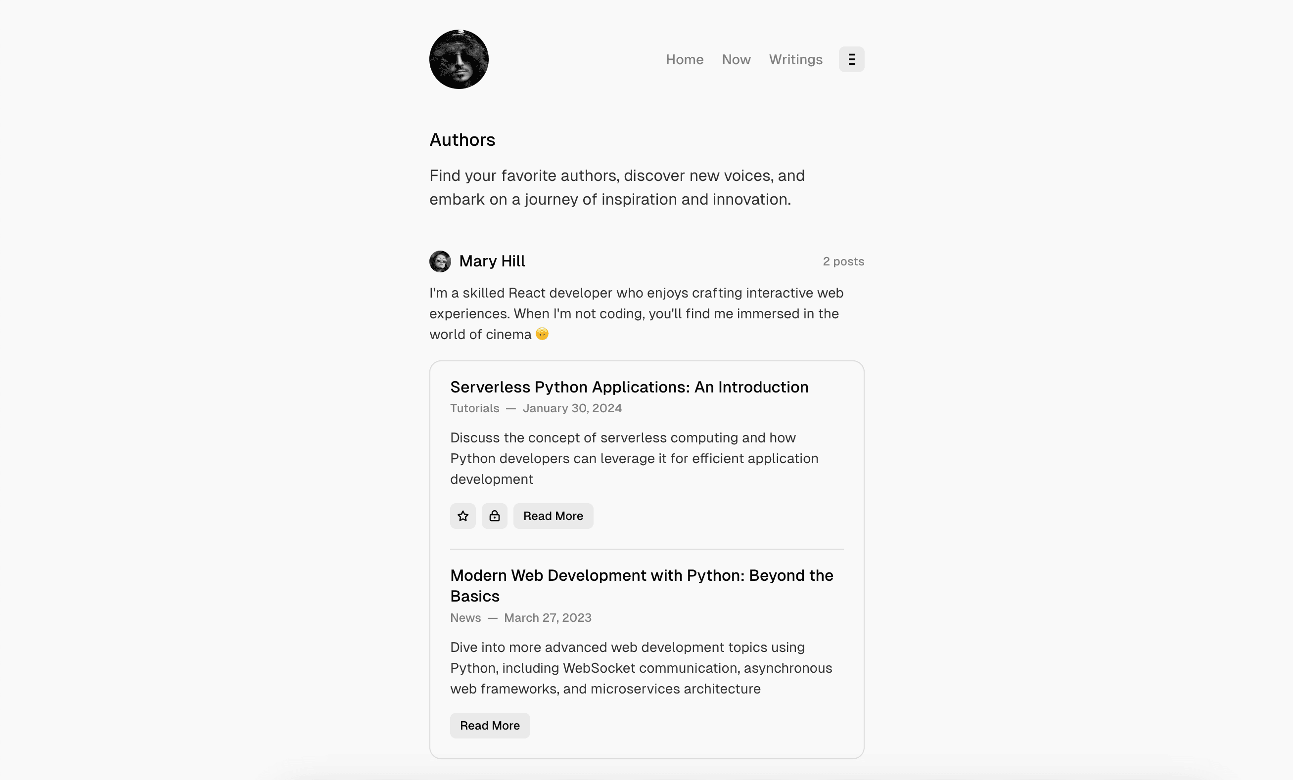 Format theme Authors page