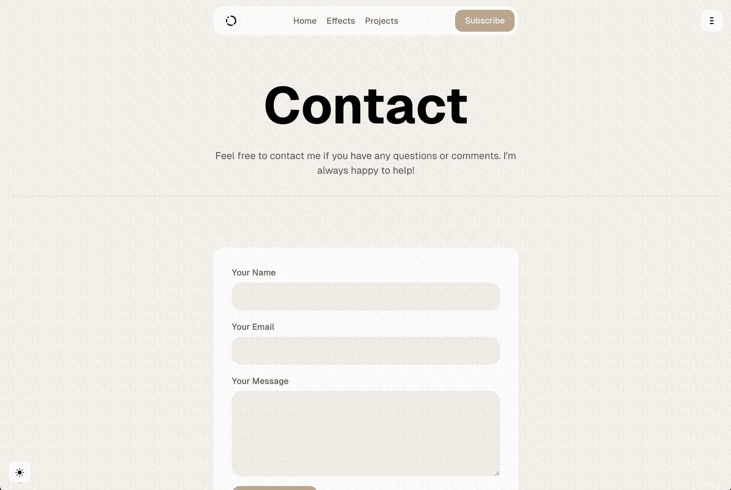 Moment theme Contact page