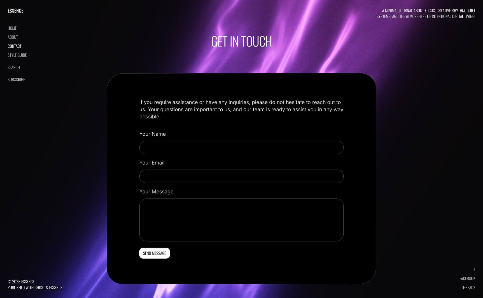 Essence theme Contact page