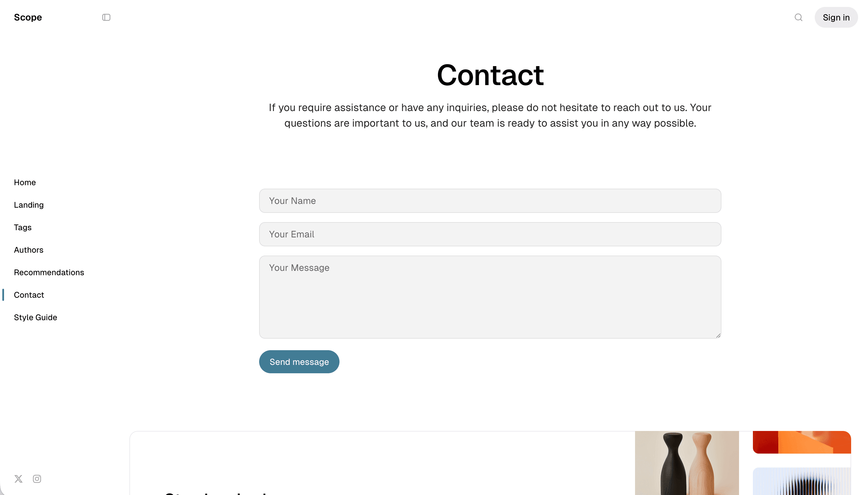 Scope theme Contact page