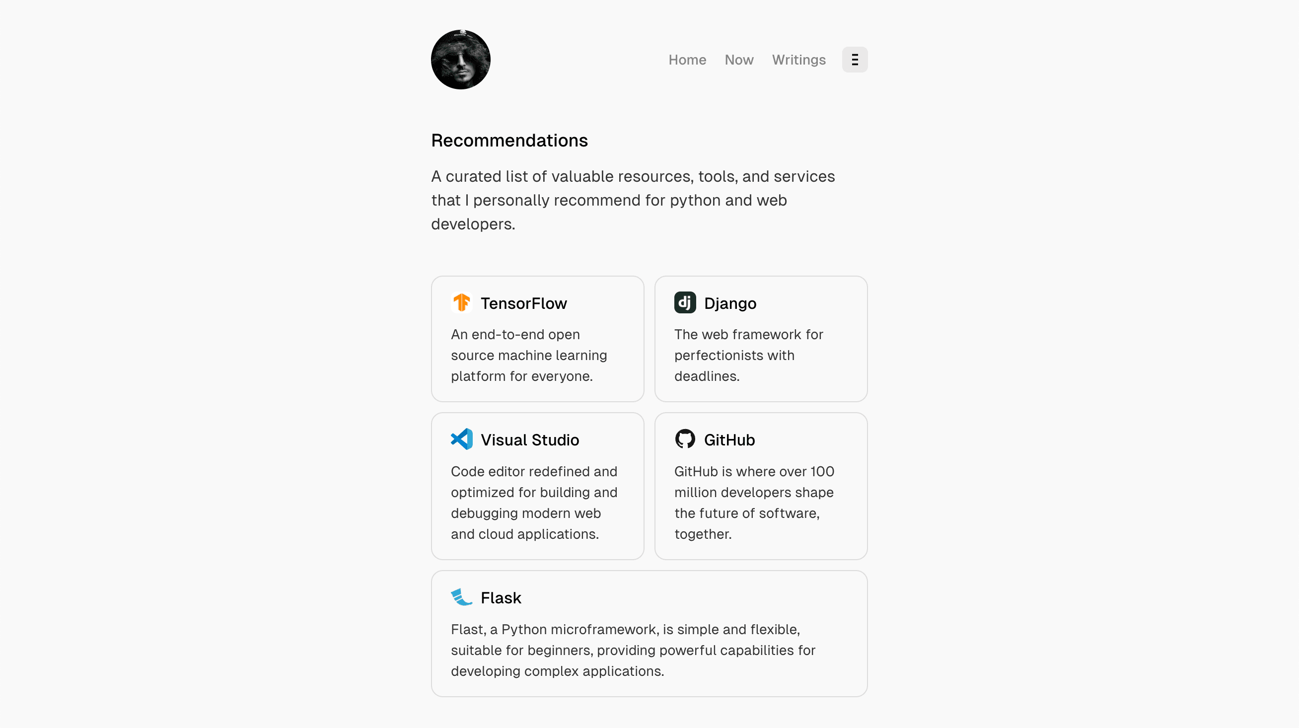 Format theme Recommandations page