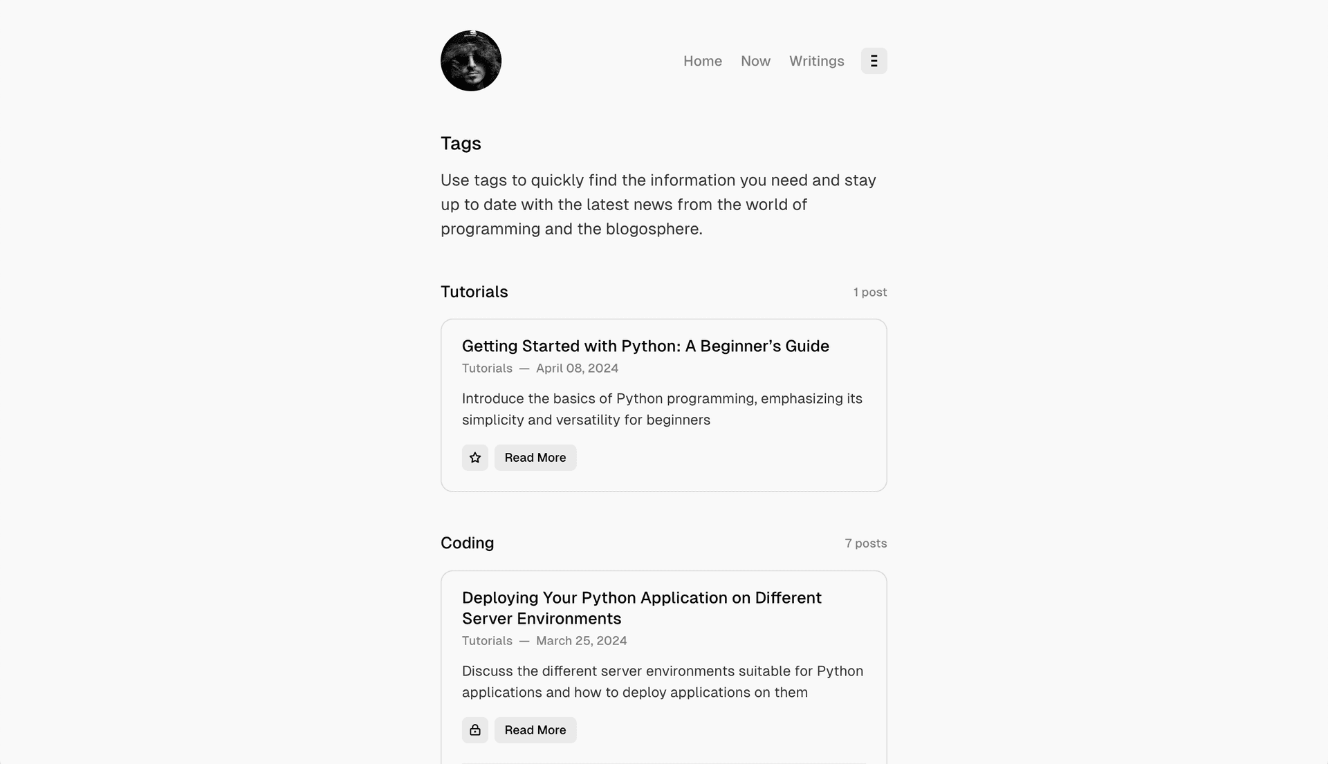Format theme Tags page