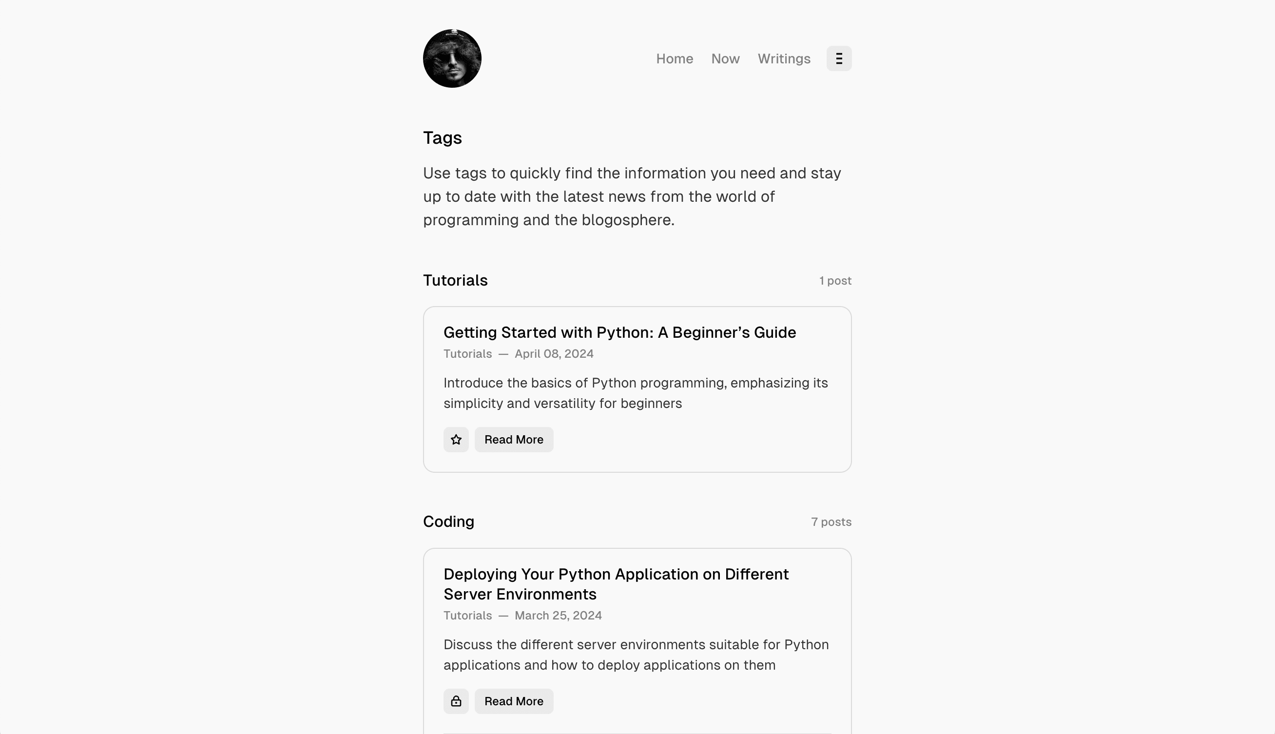 Format theme Tags page