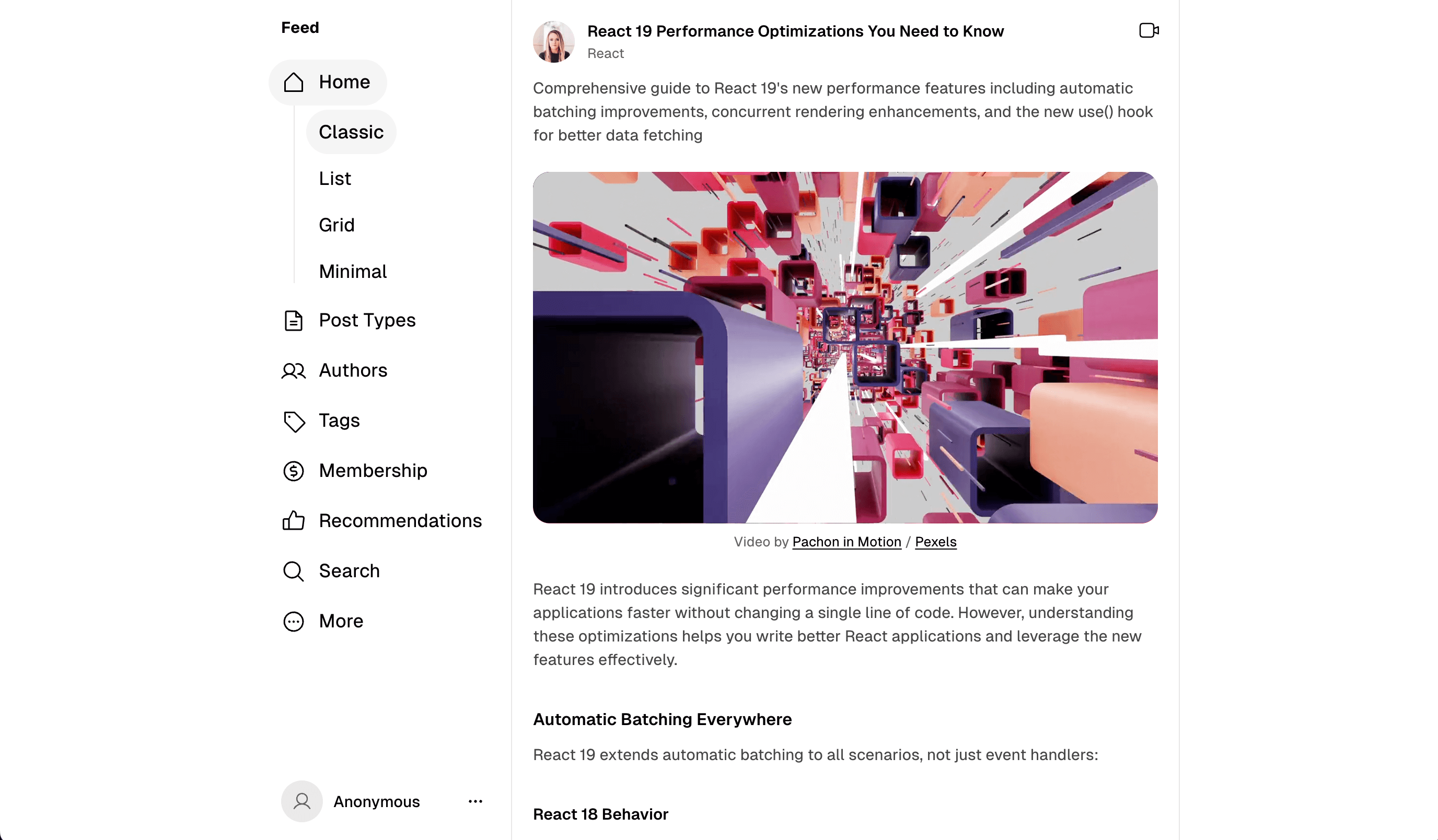 Focused layout style
