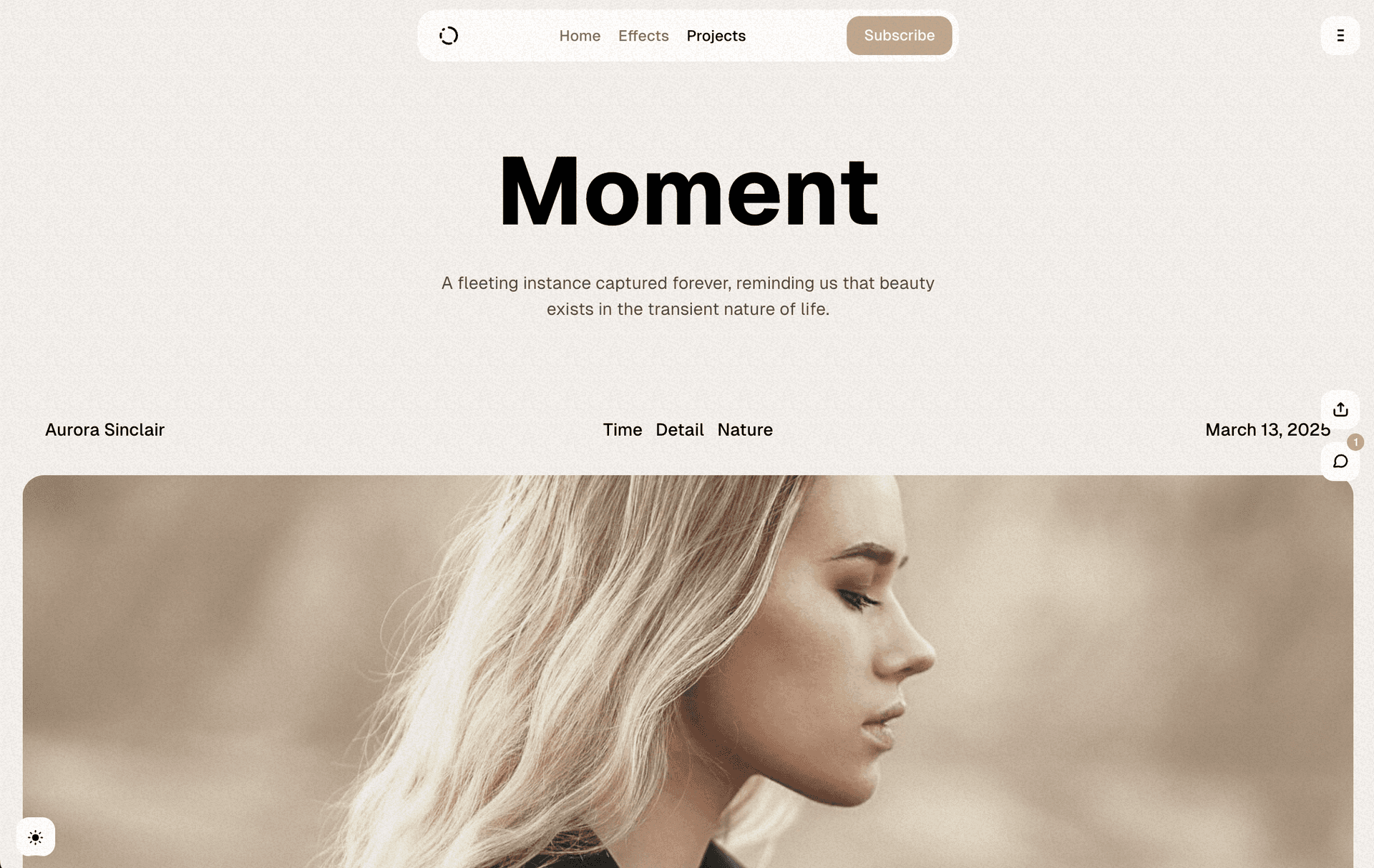 Moment theme default template