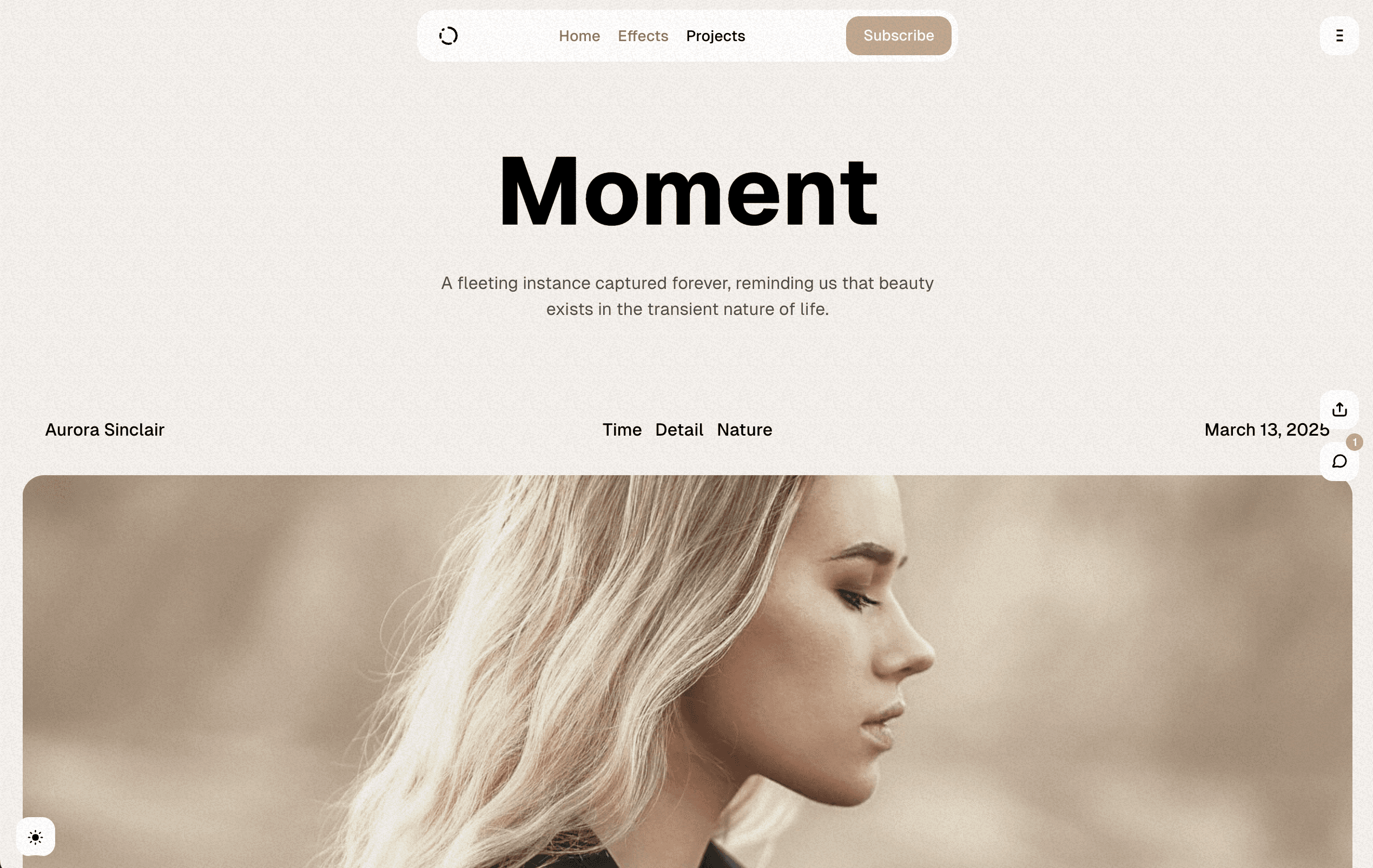 Moment theme default template
