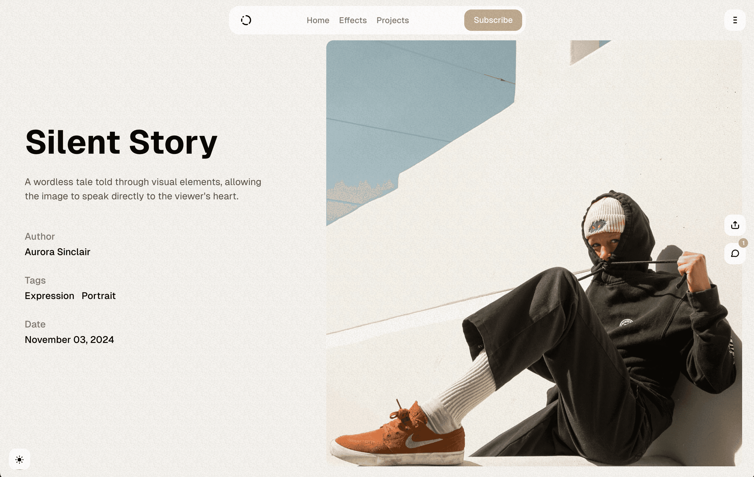 Moment theme split template