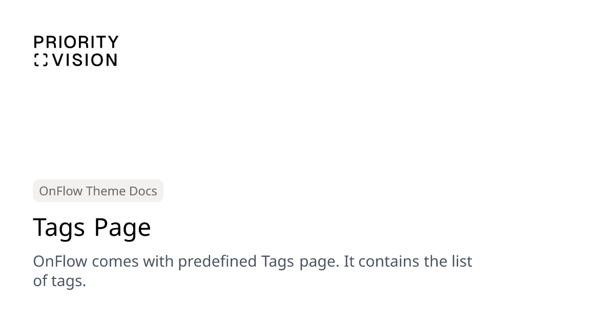 Tags Page | OnFlow Theme Documentation | Priority Vision